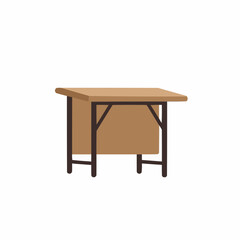 Fototapeta premium Illustrative table with brown top & darker brown frame on a white background