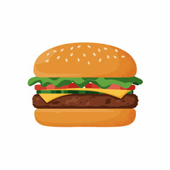 Part of a burger. It has a seeded bun, tomato and lettuce. Isolated on white