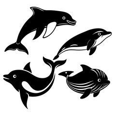 Marine Mammal Silhouette Bundle 