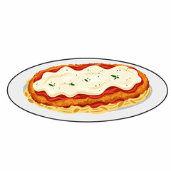 Lasagna dish layered pasta, meat sauce, cheese, herbs. A classic Italian meal
