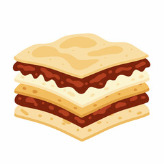 Cartoon-style illustration of a delicious piece of layered lasagna