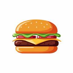 Burger with lettuce and meat, a sesame seed bun for this delicious treat