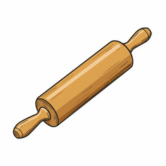 Light brown rolling pin with black outline, angled in bottom right corner of frame