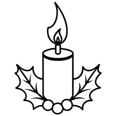 burning candle in a candlestick