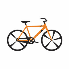 Fototapeta premium Simplified orange bike. Black tires and seat. Minimalist graphic with clean, angular lines