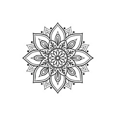 Circular pattern in the form of a mandala. Henna tatoo mandala. Mehndi style. Decorative pattern in oriental style. Coloring book page.
