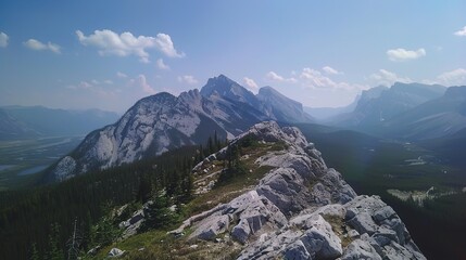 Fototapeta premium The Canadian Rockies: Exploring Majestic Peaks, Pristine Wilderness, and Breathtaking Landscapes