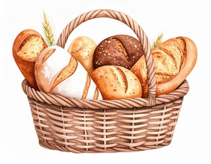 Assorted Breads In Rustic Basket