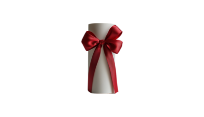 rolled-up diploma or certificate tied with a red ribbon png