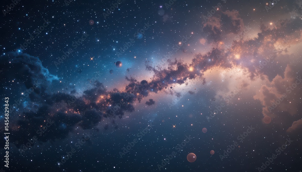 Wall mural cosmic nebulae and distant stars in deep space.