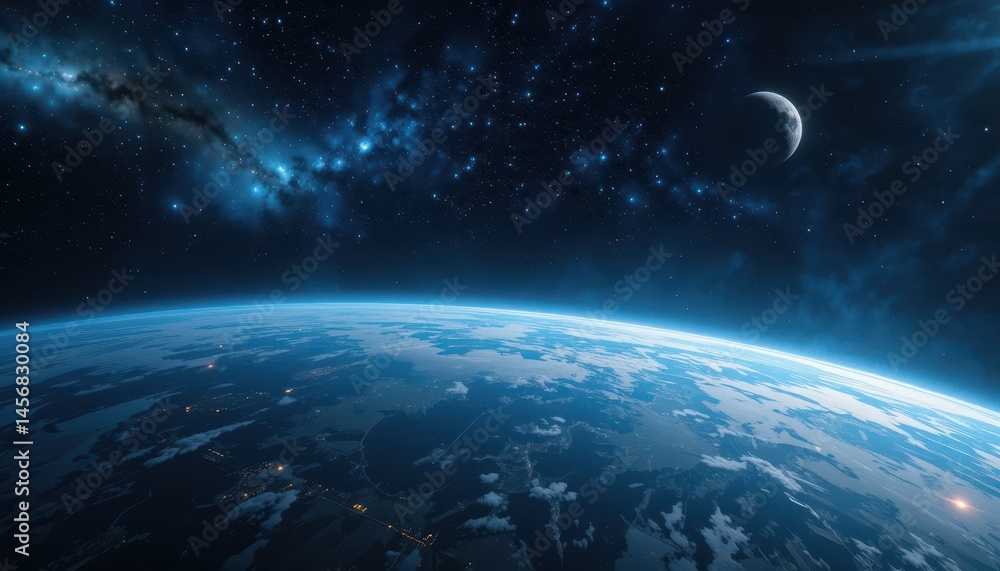 Wall mural celestial view of planet earth from space.