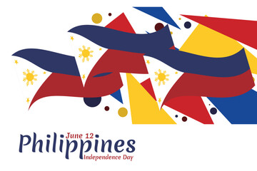 June 12, Independence Day. National day of Philippines Vector illustration. Suitable for greeting card, poster and banner.