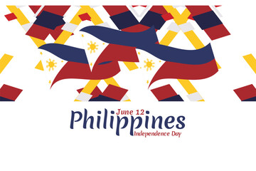 Obraz premium June 12, Independence Day. National day of Philippines Vector illustration. Suitable for greeting card, poster and banner.