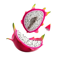 Half-slice falling Dragon Fruit 