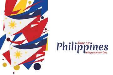 June 12, Independence Day. National day of Philippines Vector illustration. Suitable for greeting card, poster and banner.