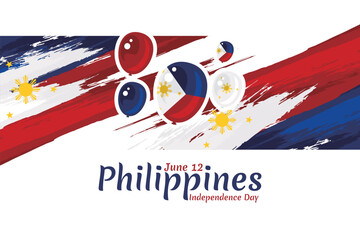 June 12, Independence Day. National day of Philippines Vector illustration. Suitable for greeting card, poster and banner.
