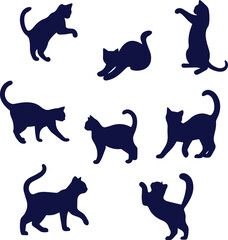 cats set silhouette isolated vector