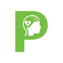 Medical Health Logo combine with letter P vector template