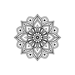 Circular pattern in the form of a mandala. Henna tatoo mandala. Mehndi style. Decorative pattern in oriental style. Coloring book page.

