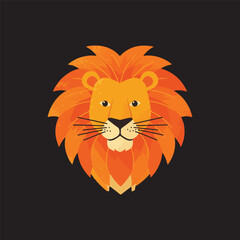 A cute cartoon lion head vector illustration shows a wild feline animal with a heart symbol