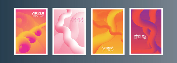 Modern Abstract Gradient Fluid Art Poster Set – Colorful Flowing Backgrounds for Creative Design