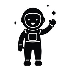 Friendly Astronaut Waving Space Exploration Illustration