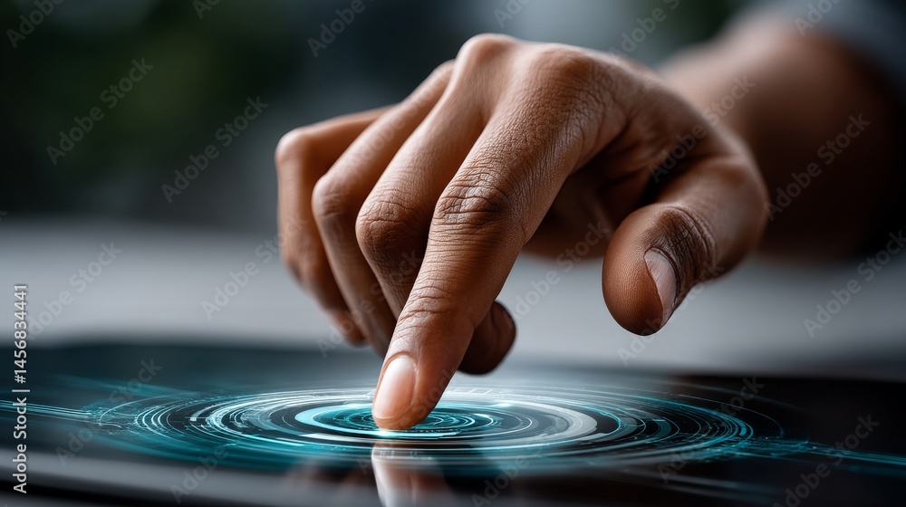 Aufkleber finger touching digital interface modern workspace technology concept close-up view interactive expe