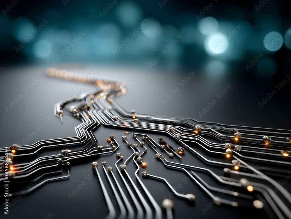 Poster futuristic circuit board design high-tech environment digital art abstract concept close-up view inn