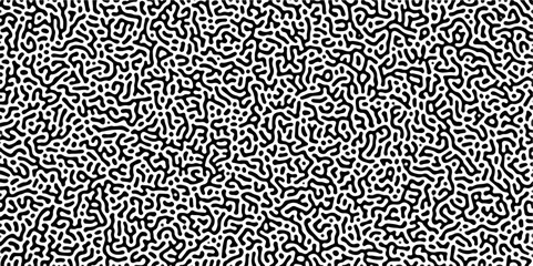 Organic seamless patterns with rounded lines Diffusion reaction background. Monochrome background of natural organic forms motion. Overlay template abstract Turing organic wallpaper background.