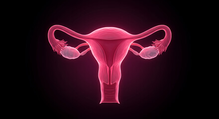 Glowing Pink Female Reproductive System 3D Medical Illustration
