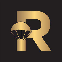 Initial Parashot Logo combine with letter R vector template