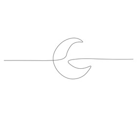 Obraz premium One Continuous Line drawing of aesthethic crescent moon. single line illustration of crescent moon. Editable Outline