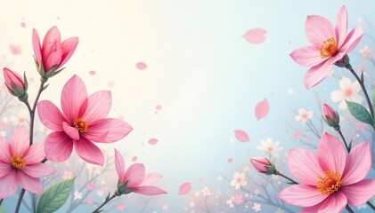 Delicate watercolor blooms, soft pastel palette, illustration, daffodil, blossom