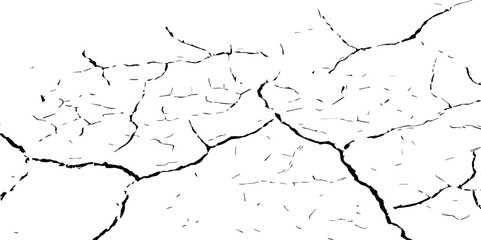 High-Resolution Vector Texture of Dry Cracked Earth with Transparent Background – Grunge Distressed Overlay Featuring Natural Split Lines and Soil Fractures	
