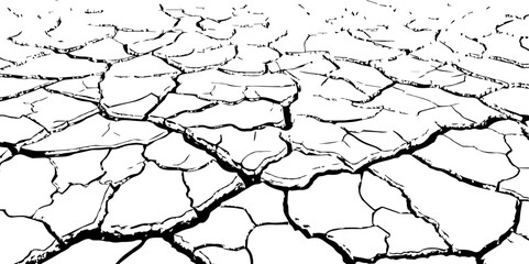 Closeup of dry fissure ground. White dried and cracked ground earth background.Gray crack on earth texture. erosion.	