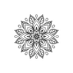 Circular pattern in the form of a mandala. Henna tatoo mandala. Mehndi style. Decorative pattern in oriental style. Coloring book page.