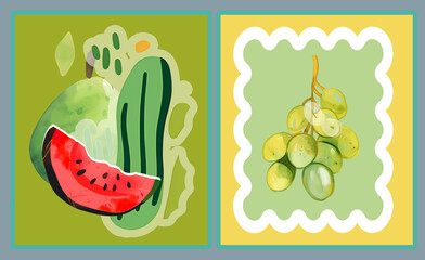 poster set con frutta estiva