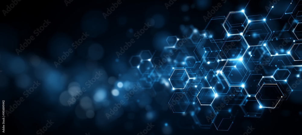 Leinwandbilder Polygonal networking connect structure. Wireless server user communication system. Team social linked global digital database. Generative AI technology.	
