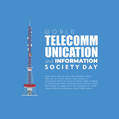 World Telecommunication and Information Society Day banner May 17, post with telecommunication tower