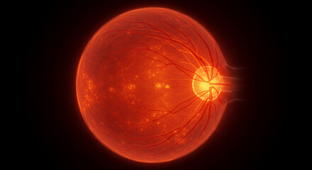 Glowing Human Retina 3D Render: Detailed Anatomy Visualization