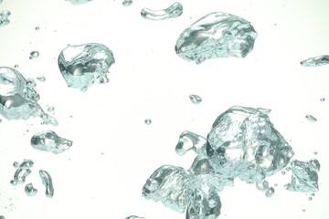 Many water bubbles on white background, closeup