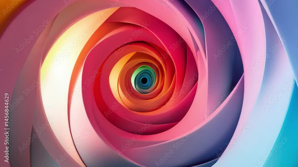 Poster spiral design with vibrant colors in a circular pattern creating a mesmerizing visual effect