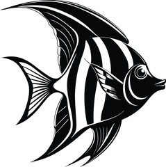 Angelfish silhouette, angelfish vector silhouette, icon, illustration on a white background