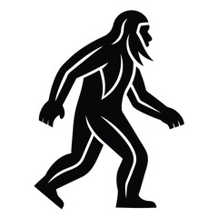 Mysterious Bigfoot Silhouette Cryptid Legend Illustration
