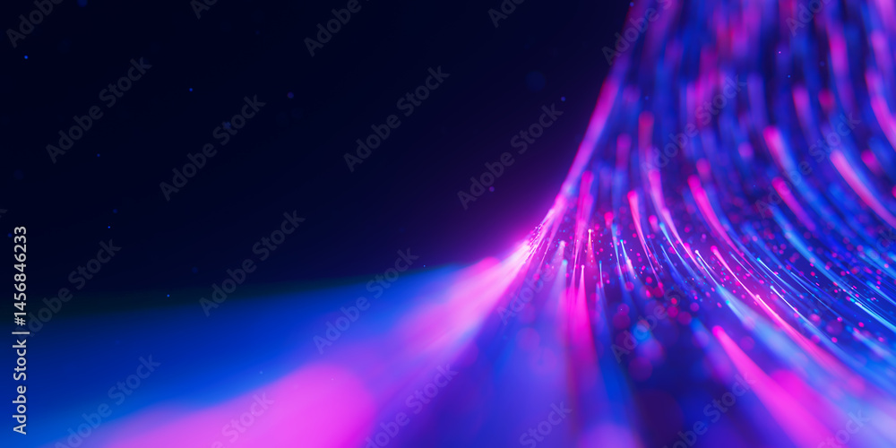 Poster closeup of bigdata light speed flow. abstract digital data stream of quantum computing. cyberspace o