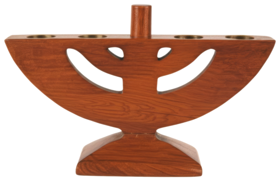 Wooden five-branch menorah candle holder, transparent background png