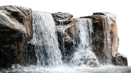a waterfall is flowing over a rock wall