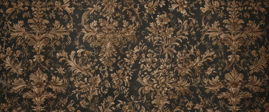 Intricate floral damask, classic wallpaper design, rich texture,  wallcovering,  home decor,  decorative