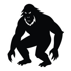 Mysterious Bigfoot Silhouette Cryptozoology Illustration