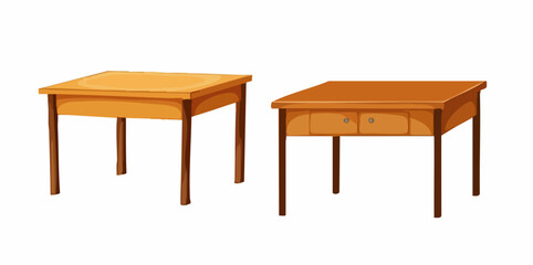 Two simple wooden tables illustration. Vector Image